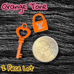 🆕 Listing - 2 Piece Set Orange Lock/Key Zipper Pull Charm